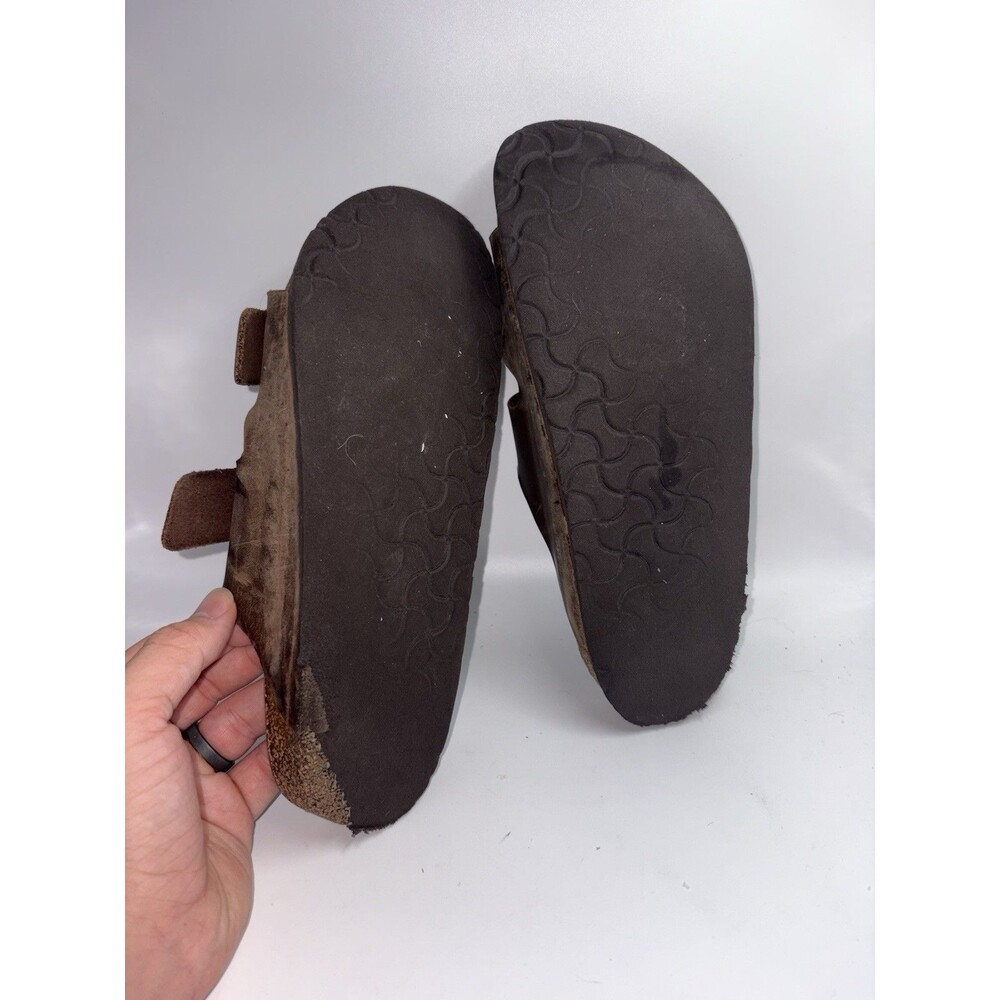 Birkenstock Arizona Sandals Mens 40 Brown Leather Two Strap Cork Footbed Slip On - Picture 9 of 10